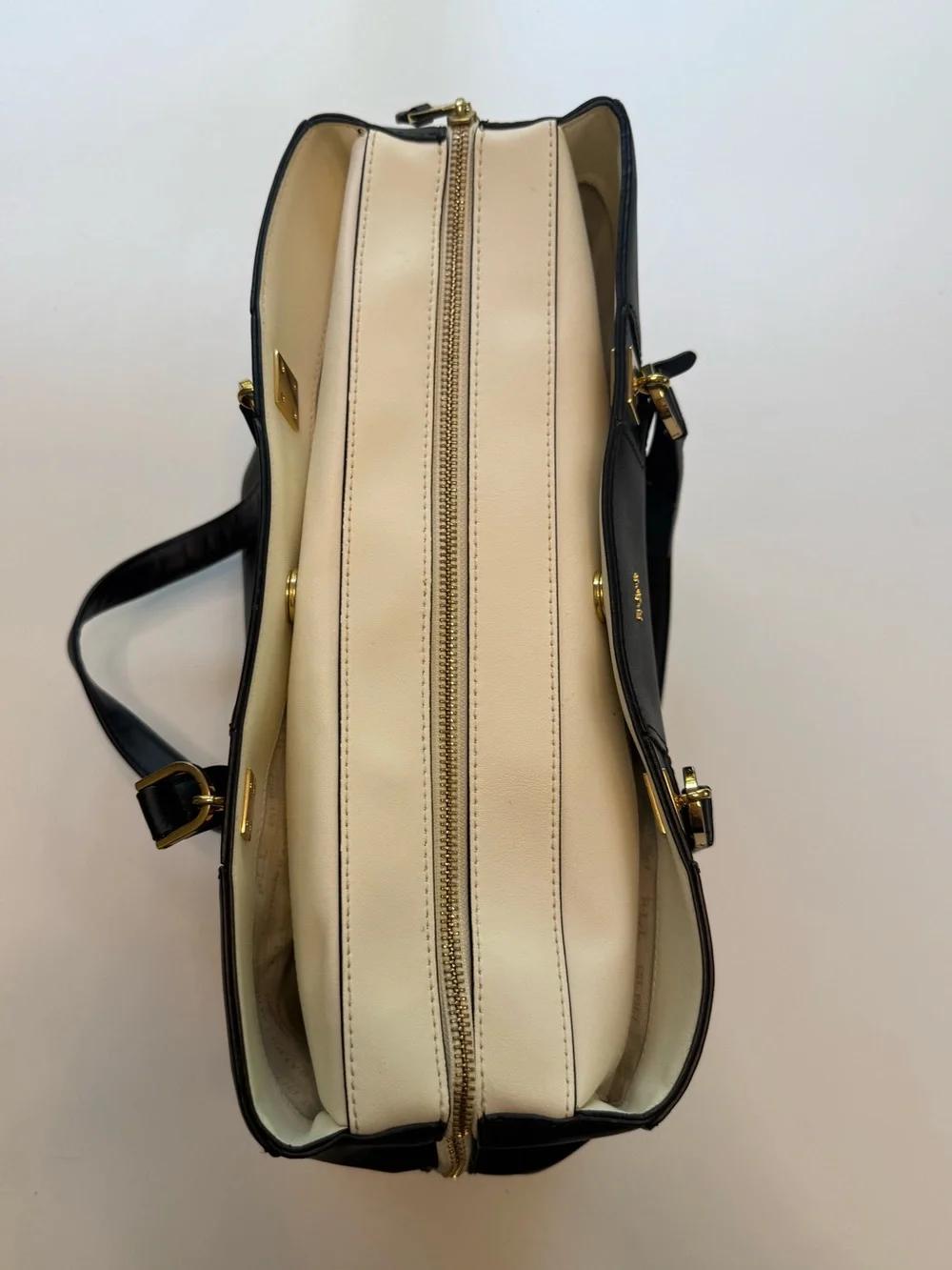 Lauren Ralph Lauren Black Leather Tote with Gold Hardware